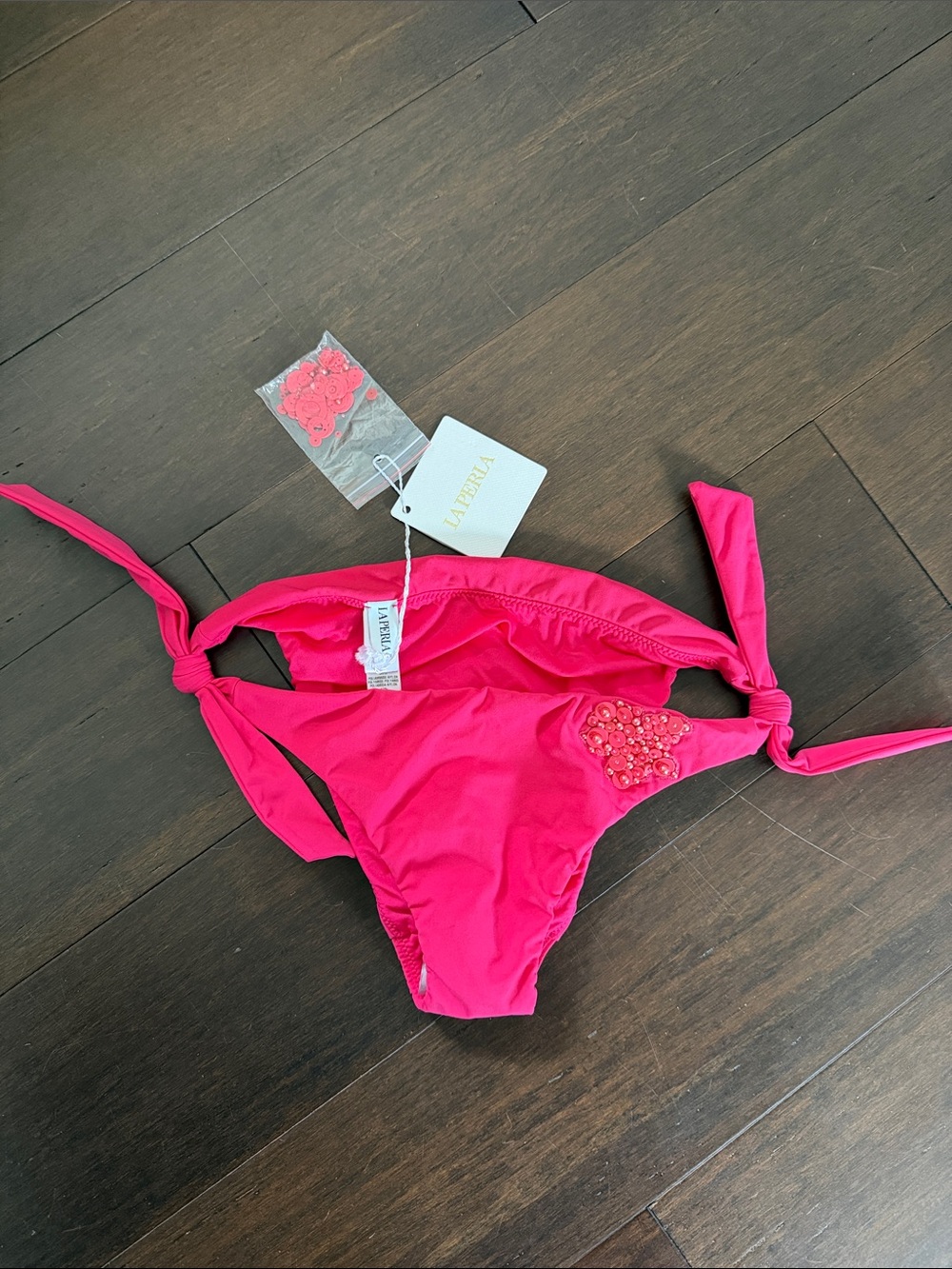 La Perla Hot Pink Swim Bottom with Sequin Heart